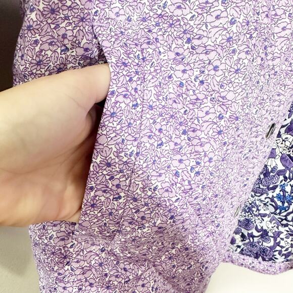 J.Crew Womens Quilted Shirt-Jacket Point collar Button closure Purple Size S - Picture 8 of 12